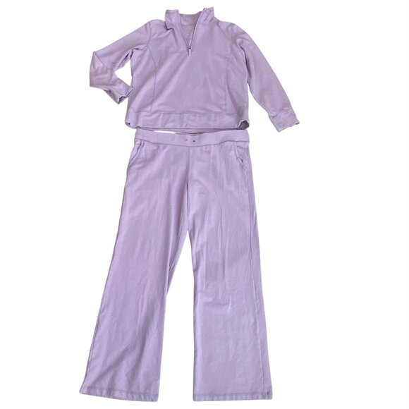 L.L. Bean 2-Piece Lounge Sweat Set Cotton Blend Women's XL Purple #29T - Picture 1 of 8
